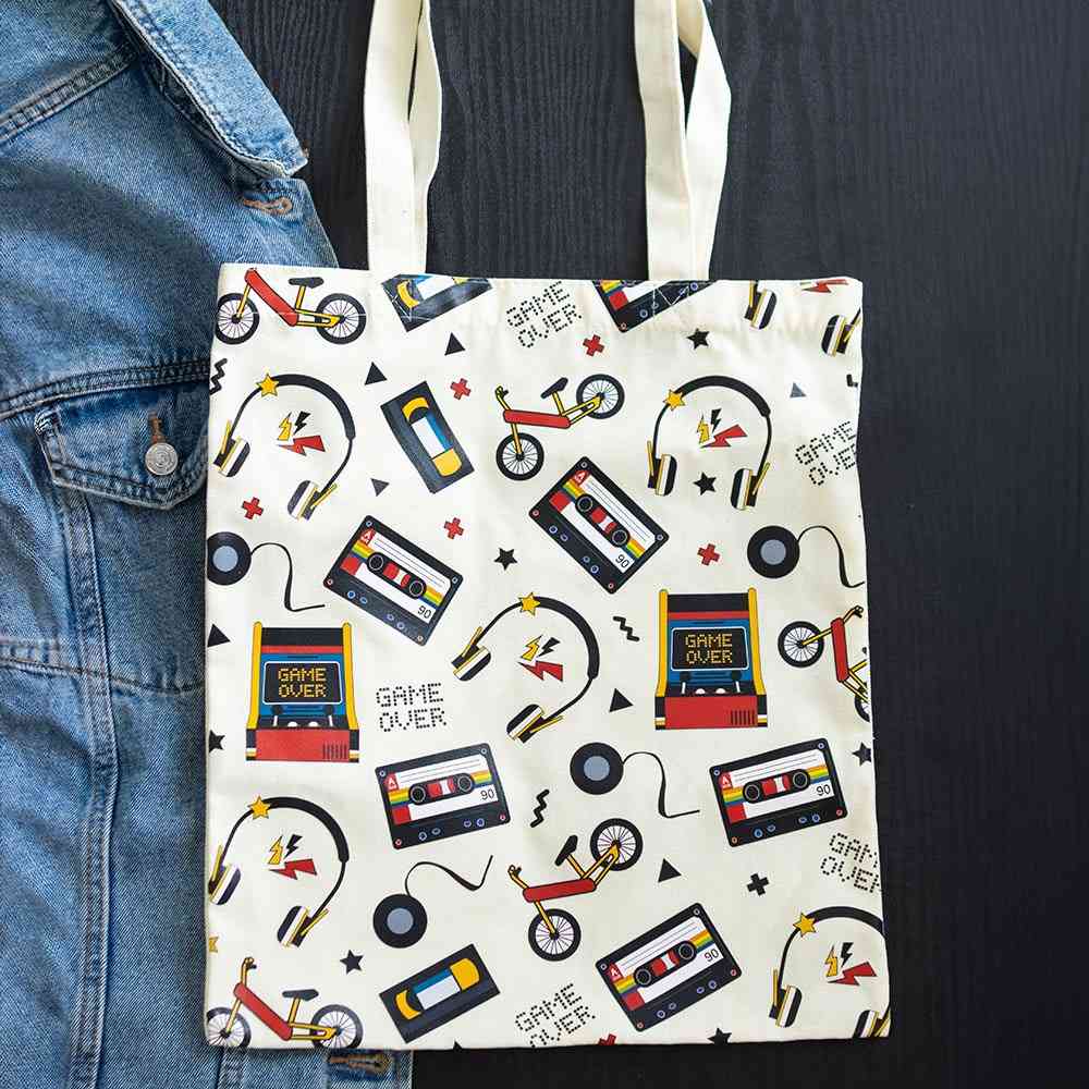 Something Different - Retro 80s Print Polycotton Tote bag - Multicolours